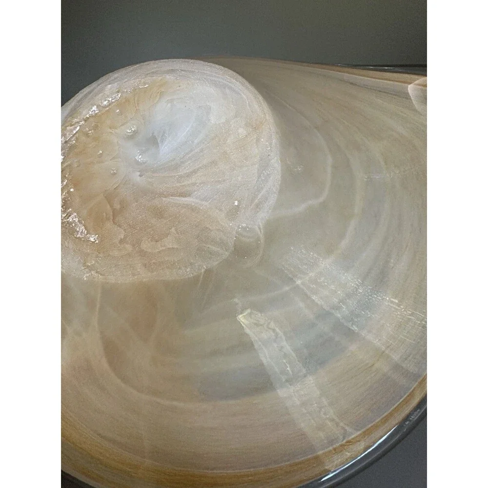 Vintage Murano Art Glass Centerpiece Bowl Gold Amber Swirl Italy Lavorazione